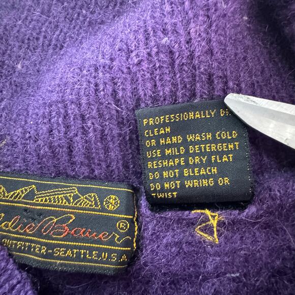 Vintage Eddie Bauer USA Sweater Women's Purple Shetland Wool Medium  Gorpcore - Picture 8 of 9
